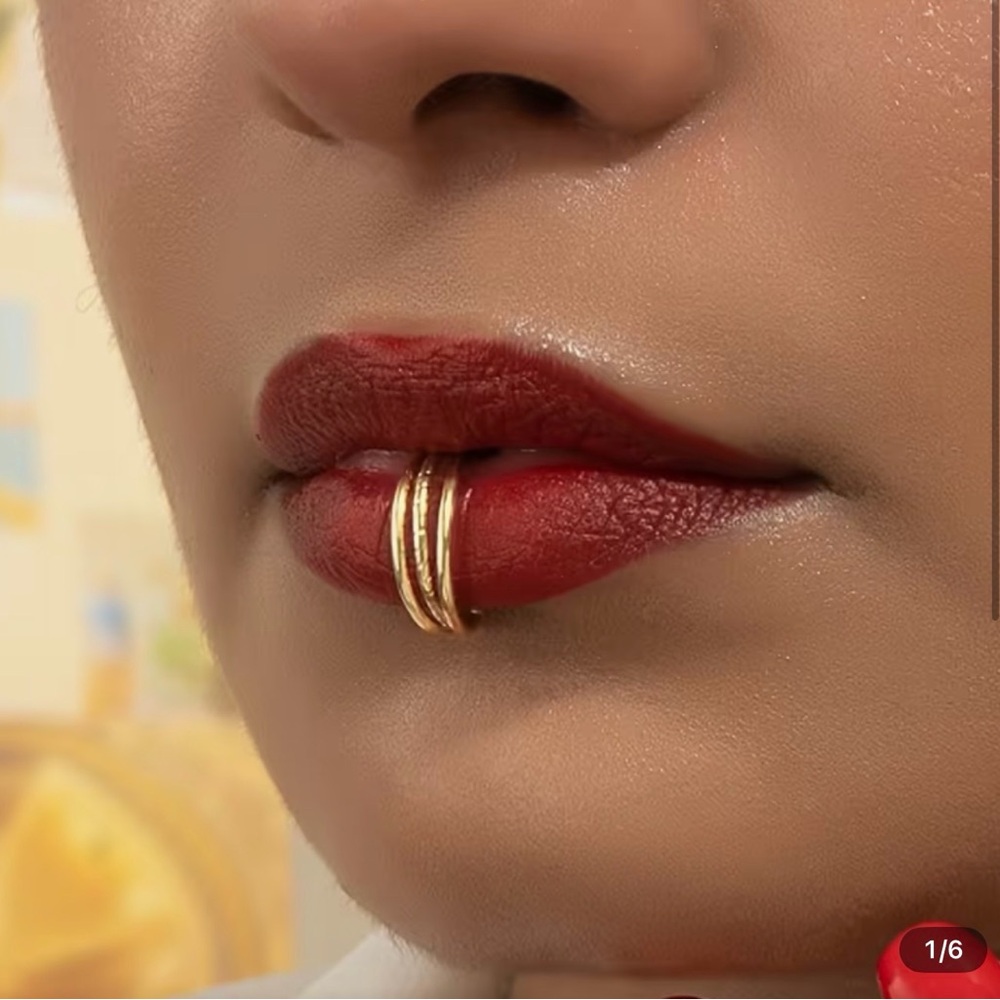 Gold Lip Ring Accessory - fashion jewelry